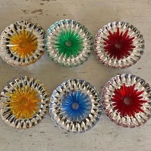 Lot 6 Vintage Christmas tree light Foil plastic starburst reflectors 3” diameter